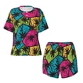 thumbnail image 4 of Naloa Hawaii Palms Women's Short-Sleeved Pajama Set, Loungewear, Summer pajamas, Breathable Cozy - XX-Large, 4 of 9