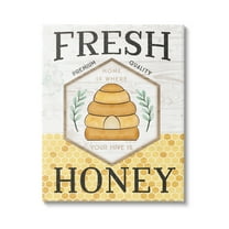 Stupell Industries Fresh Honey Rustic Bee Hive Typography Sign Graphic Art Gallery Wrapped Canvas Print Wall Art, Design by Jennifer Pugh