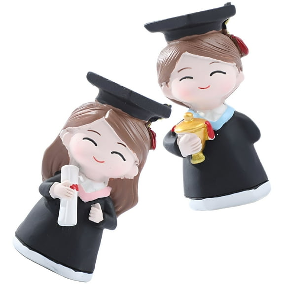 ACDANC 2pcs Graduation Boy Girl Cake Resin Topper Graduation Party Lovely Cake Decorations