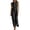 Black, variant on Women's Long Dress Stand Collar Half Button Sleeveless Side Stripes High Split Straight Casual Dress Soft For Office Commute Holiday Everyday Outdoor Trip
