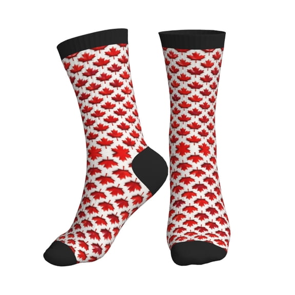 Men's Canada Maple Leaf Pattern Novelty Athletic Socks Women's Digital Printing Funky Patterned Crew Socks