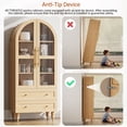 thumbnail image 3 of Walsunny 70"Tall Arched Kitchen Pantry,Storage Cabinet with Glass Doors and Adjustable Shelves,Freestanding Kitchen Hutch Cabinet for Dining Room,Living Room,Reading Room,Nature, 3 of 8