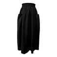 thumbnail image 4 of Dpytoraw High Waist A Line Midi Skirt Color Block Design Elegant Flared Hem Perfect For Casual And Formal Occasions Stretchy Denim Skirt with Pockets Black, 4 of 5