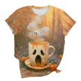 thumbnail image 6 of Ichuanyi Halloween Printed Shirts for Women Funny Graphic Round Neck Short Sleeved T-Shirts Novelty Horror Tee Casual Athletic Tops, 6 of 7