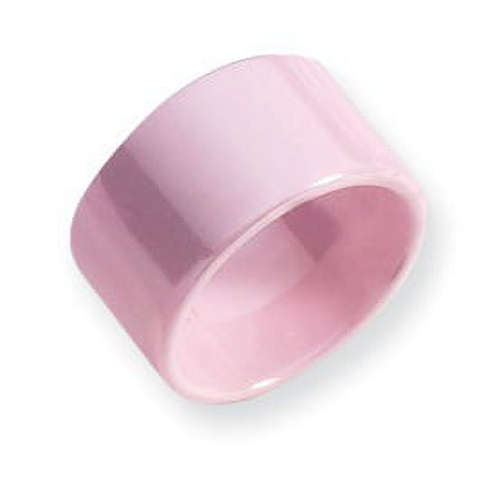 Ceramic Pink Flat 12mm Polished Band Ring - Size 5