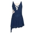 thumbnail image 2 of Hansber Girl's Lyrical Dance Dress Figure Ice Skating Asymmetrical Skirt Leotard Ballet Contemporary Dancewear Navy Blue 16, 2 of 6