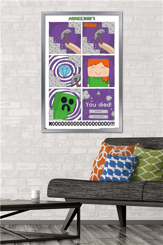Minecraft - Simple Comic Alex Creeper Wall Poster, 22.375" x 34" Framed