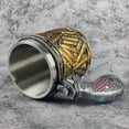 thumbnail image 4 of Stainless Steel Bullet-Pattern Beer Mug Multi-Purpose Reusable Mug Bar Club Drinkware Durable Design Leak-Proof Easy to Clean Stylish Handle, 4 of 5