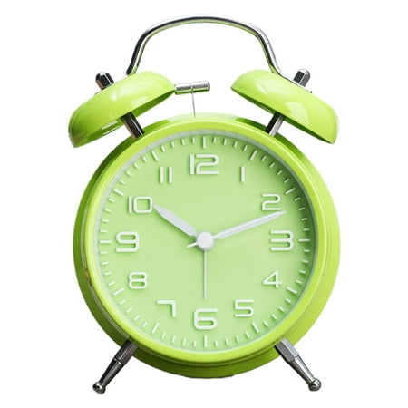 Gnwei Analog Alarm Clock 4 Twin Bell Vintage Red Silent Non-Ticking Quartz Battery Operated Extra Loud with Backlight for Bedside Table Desk, Retro Clocks Old Fashioned for Heavy Sleepers