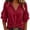 Wine, variant on Tops for Women 3/4 Sleeve Collared Women Solid Western Linen Cotton Button Down Tiered Ruffle Blouse