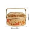 thumbnail image 5 of New Year Chinese New Year hollow cover round bamboo basket hand basket Chinese New Year bacon sausage eggs bamboo packaging box bamboo basket gift box, 5 of 9