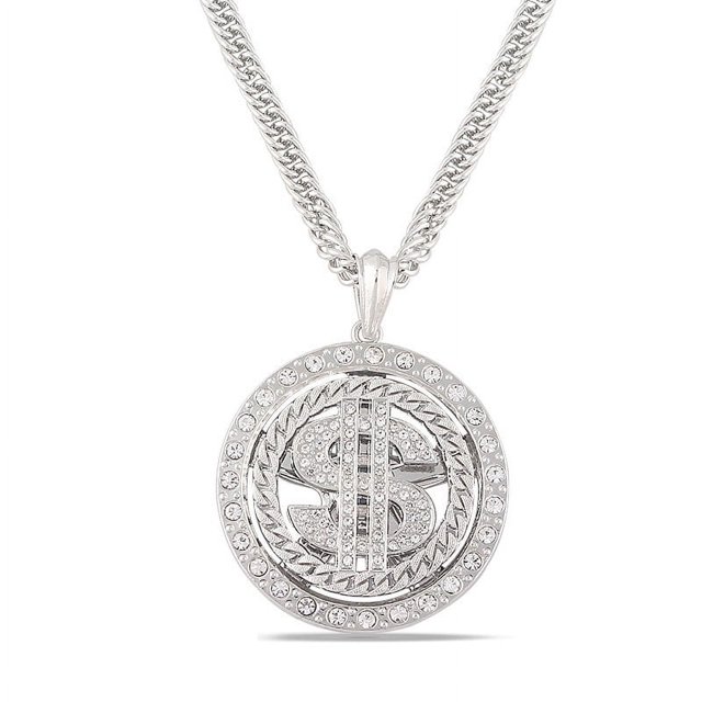 Collar con carrusel de dólares callejeros de hip hop Colgante de dólar giratorio de rap hip hop