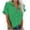 Green, variant on Venzia Women's Short Sleeve Button Down Shirt Casual Blouse with Pocket Rolled V-Neck,L