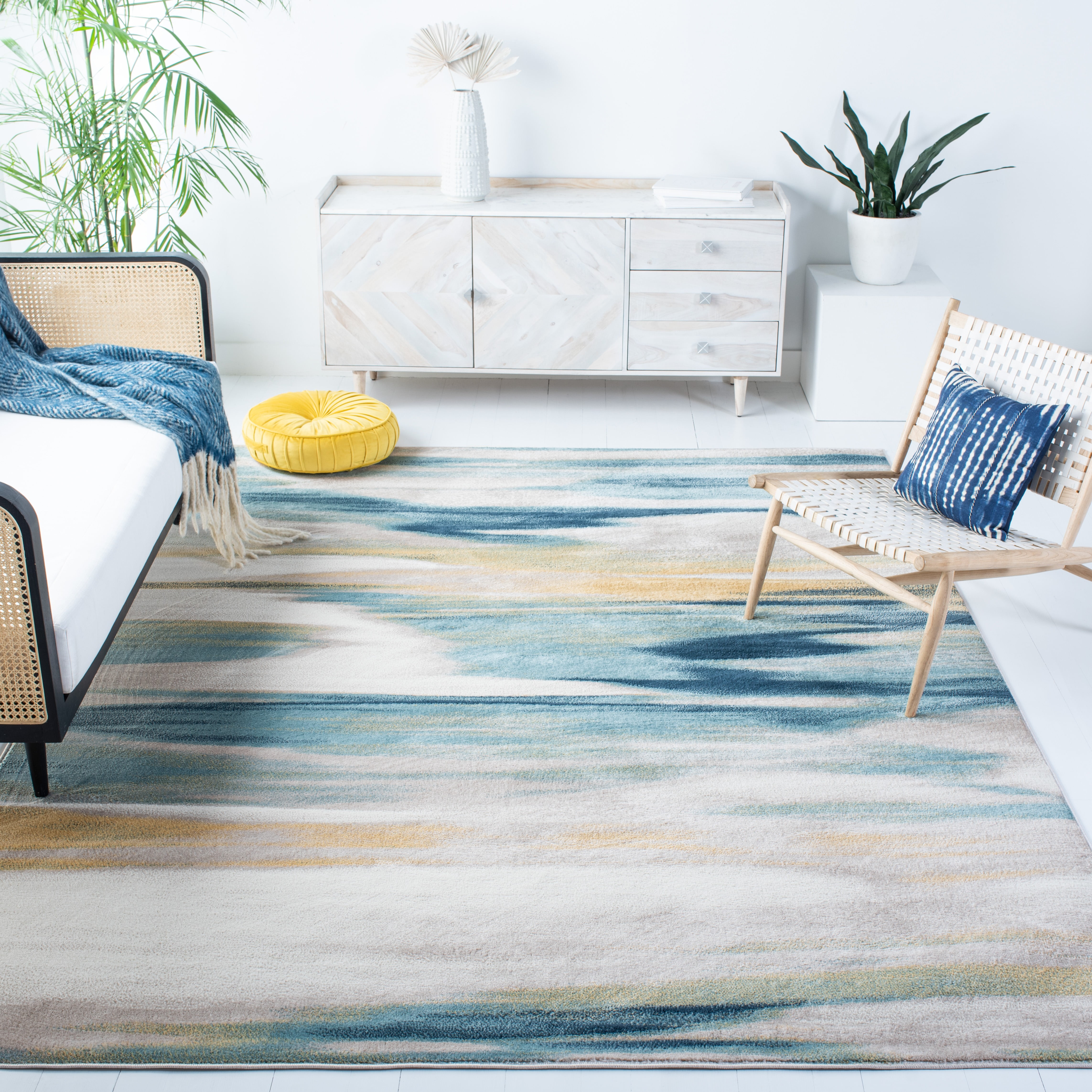 SAFAVIEH Skyler Ilija Abstract Area Rug, Beige/Navy, 10' x 14'