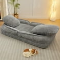 thumbnail image 6 of 4 in 1 Convertible Lazy Sofa Chair with 5 Adjustable Position, Upholstered Human Dog Bed for Kids Adults Pets, Adjustable Chaise with 2 Pillows for Living Room Bedroom Office Balcony Dormitory, Gray, 6 of 7