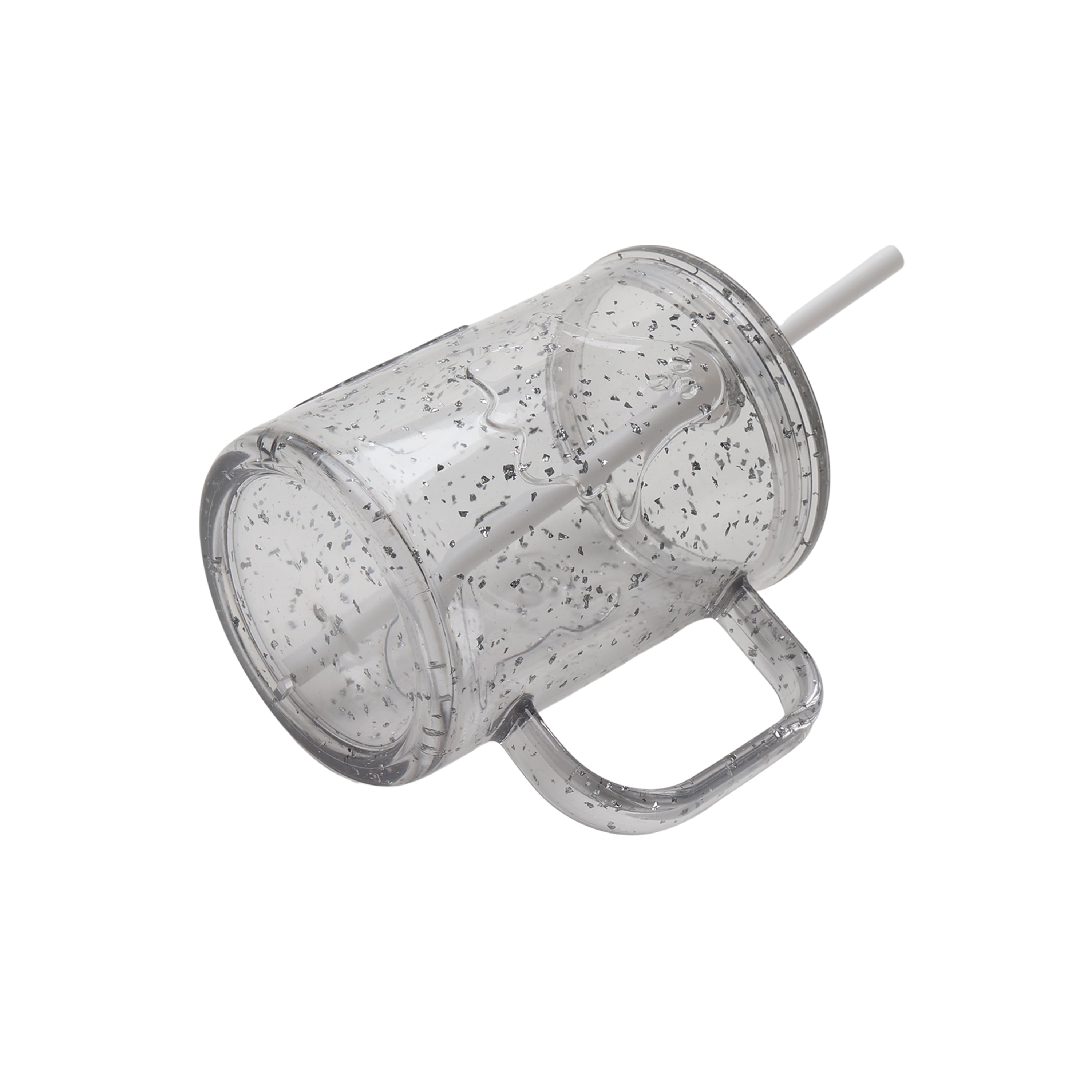 20-Ounce Clear Glitter Acrylic Ghost Mug with Lid & Straw, by Way to Celebrate