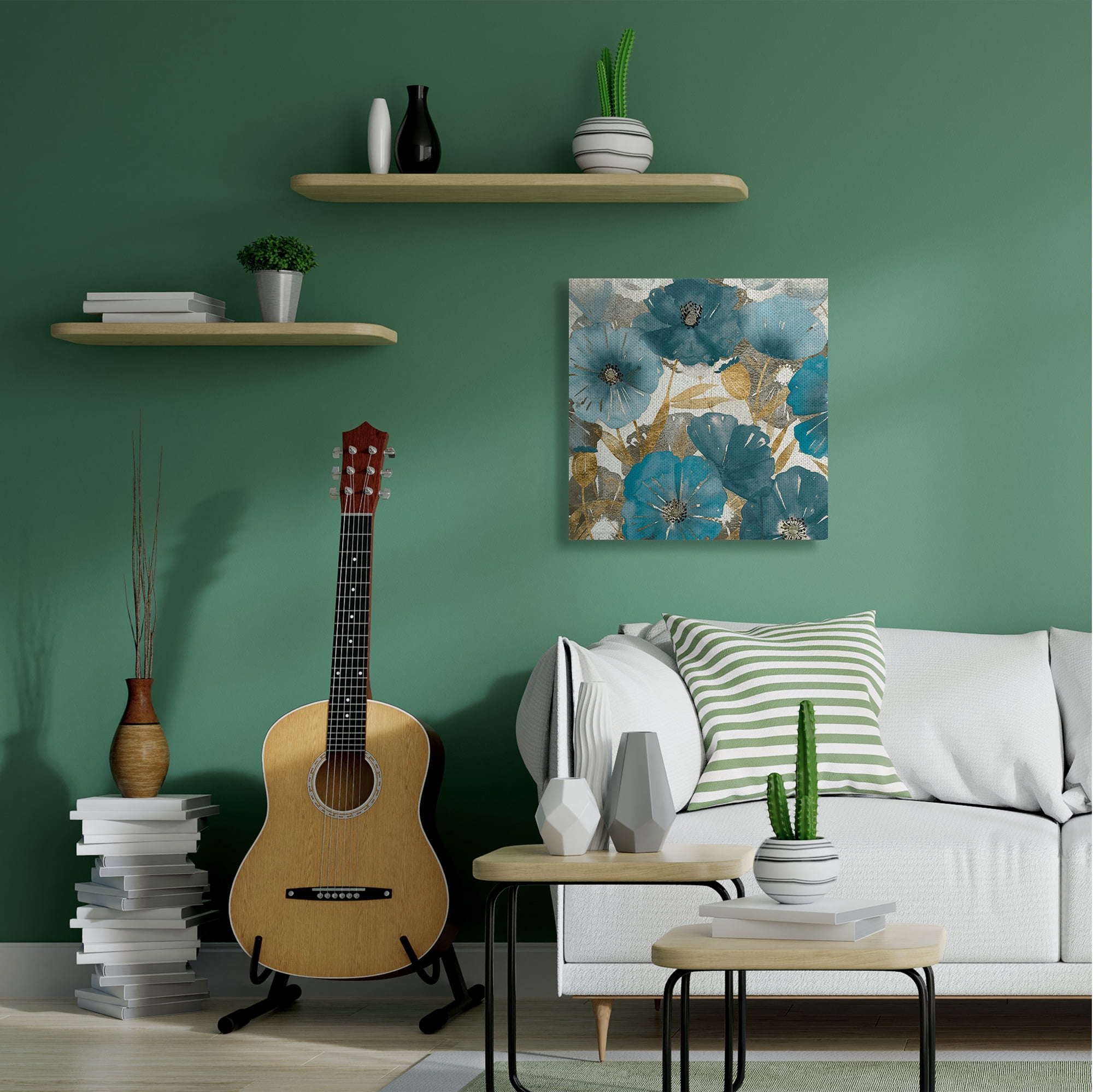 Stupell Industries Elegant Blue Florals Abstract Glam Flowers Canvas Wall Art by Studio W