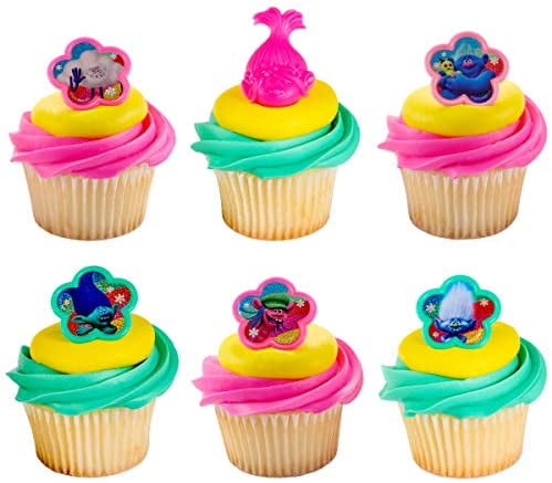 24 Trolls Hugs and Happiness Cupcake Rings Toppers