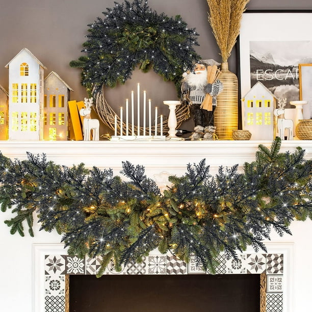 Adornos navideños, 20 ramas navideñas con purpurina, púas artificiales, ramitas florales para adornos de árbol de Navidad, guirnalda navideña de bricolaje, ramas de pino.