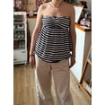 thumbnail image 3 of Argulvti Women Tube Top, Strapless Backless Solid/Stripes Vest Pleated Summer Tops, 3 of 8