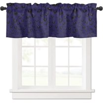 Curtain Valances for Windows, Halloween A Group of Bat Blue Rod Pocket Valance Window Treatments Short Curtains for Kitchen Bathroom Living Room 54 x 18 Inches, 1 Panel