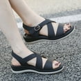 thumbnail image 4 of CAICJ98 Women Sandals Summer Fashion Sweet Open Toe Sandals Thick Bottom Buckle Casual Comfortable Beach Sandals Black,7, 4 of 7
