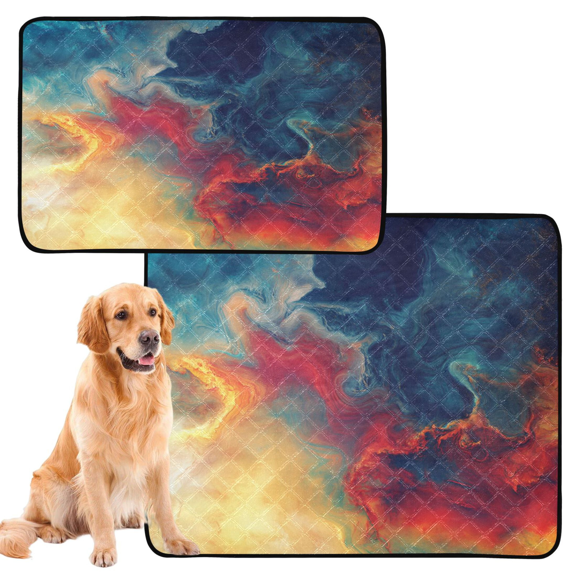 Qxltty Colorful Flow Pattern Cat litter Pads Pet Set of 3 Diaper Mats Center Anti-leakage Layer Absorbent Soft and Comfortable
