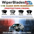 thumbnail image 2 of 2019 Mitsubishi Outlander PHEV Beam Wiper Blades Wipers w/1yr Warranty (Set of 2) (WiperBladesUSA), 2 of 5