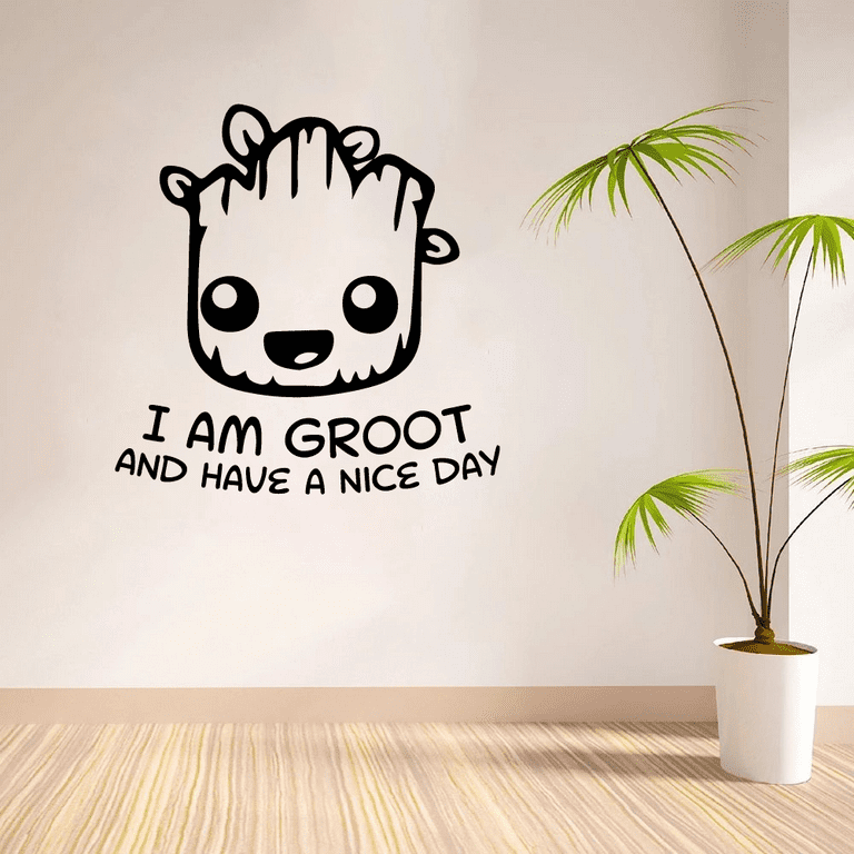 I Am Groot And Have A Nice Day - Cute Baby Groot Face Avengers Guardians Of  The Galaxy Silhouette Vinyl Wall Art Sticker Decal Decoration Home Bedroom  Classroom Nursery Living Room Size (
