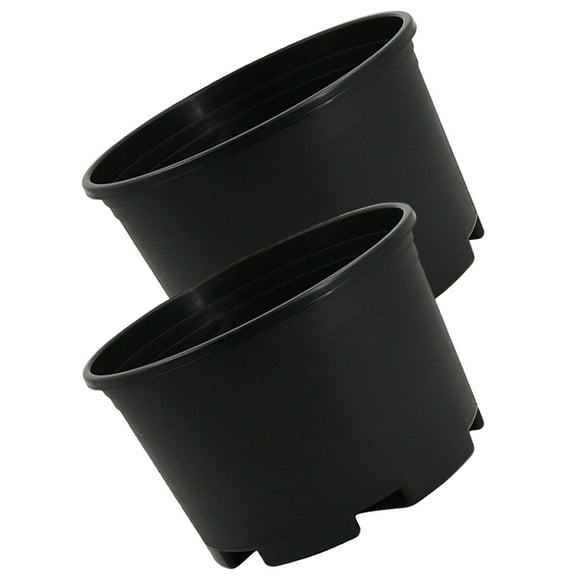 PENIKOKO 2pcs Large Plastic Planter Pots Black Round Gardening Planters Easy Cleaning