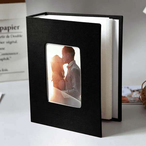 CCOCC Photo Albums 4X6 Pictures Photos Album Book,Photo Book Small Linen Cover Photo Album,50 Page Holds 100 Pictures,Photobook for Valentines Day,Anniversary,Vacations,Wedding Baby Black