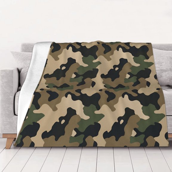 Atr Camouflage Pattern Throw Blanket Warm Camping Outdoor Light Weight Cozy Blanket for Couch Sofa Bed 60"x50"