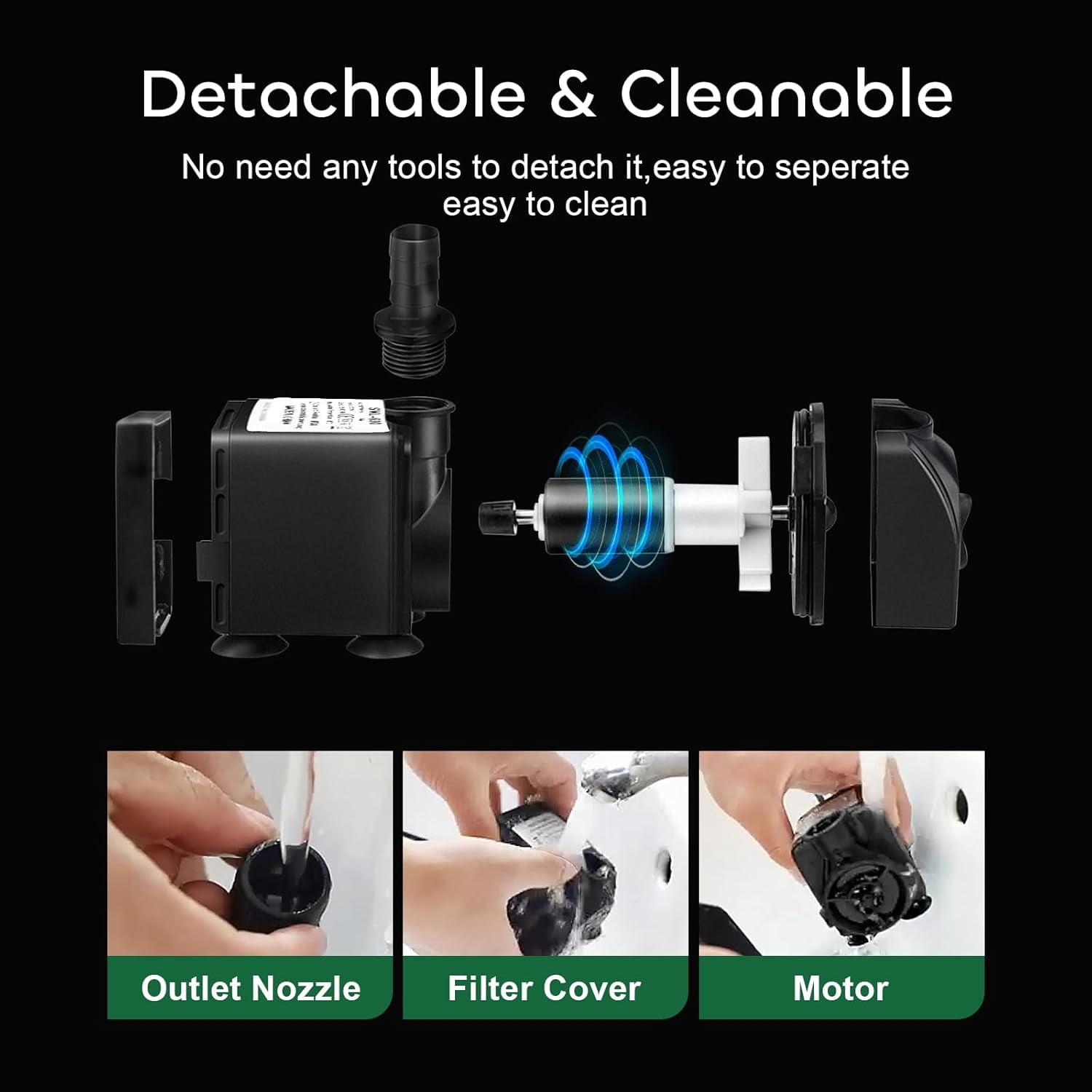 BN-LINK Submersible Water Pump, 35W 550Gph Mini Submersible Pump, Ultra Quiet Fountain Pump for Fish Tank, Pond, Aquarium, Hydroponics