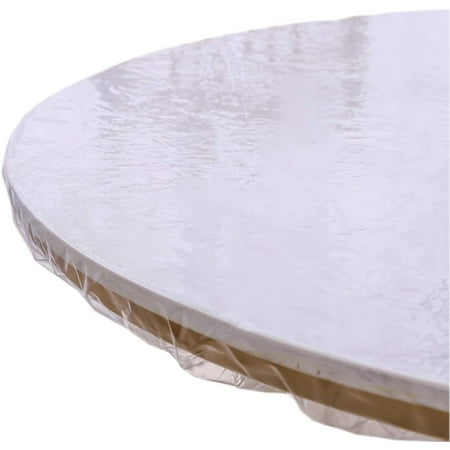 

Clear Round Vinyl Fitted Tablecloth Waterproof Oilcloth Heavy Duty Elasticized Table Cover Elastic Edge Design Plastic Tablecloth Protector for Round Table Large Round Fits Table