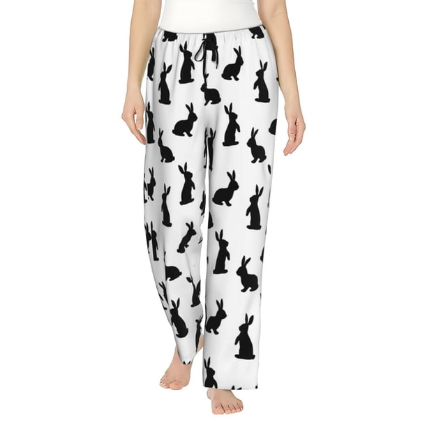 Balery Black Rabbit Pantalones de pijama para mujer, pijamas ultraligeros, pantalones de estar por casa-Medium