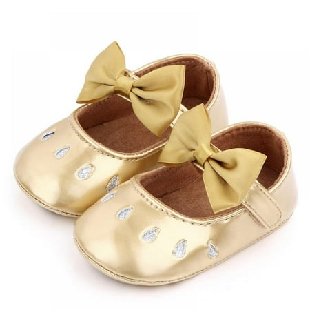 

Baby Girls Mary Jane Flats with Bownot Non Slip Soft Sole PU Leather Newborn Infant Toddler First Walker Cirb Dress Shoes Walker for Baby Girl