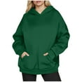 thumbnail image 3 of YOIAVAIOY Womens Plus Size Hoodies Cozy Fleece Hooded Sweatshirt Solid Pullover Hoodies with Kangaroo Pocket Army Green M, 3 of 7
