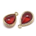 thumbnail image 2 of 50pcs Glass Pendants with Golden Tone Brass Findings teardrop Dark Red 18.5x12.5x7mm Hole: 1.5mm, 2 of 2
