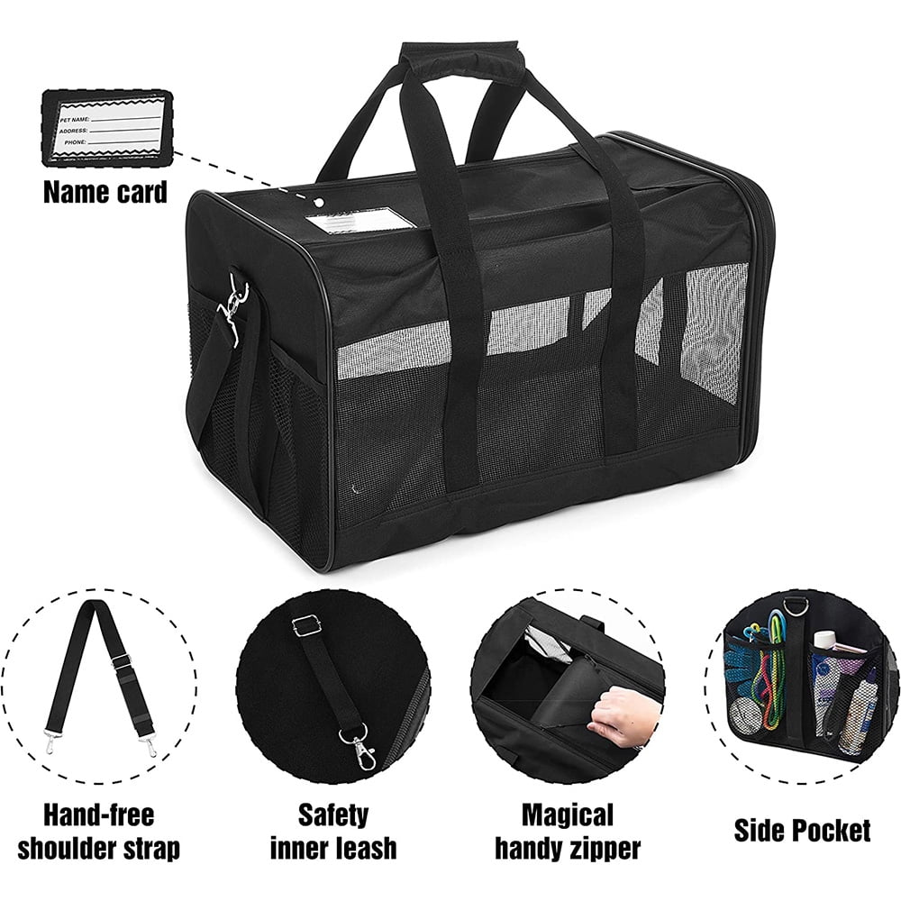 ScratchMe Pet Travel Carrier Soft Sided Portable Bag for Cats, Small Dogs, Kittens or Puppies, Collapsible, Durable, Airline Approved, Travel Friendly, Carry Your Pet with You Safely and Comfortably
