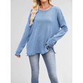 thumbnail image 3 of Oversized Sweaters for Women Casual Long Sleeve Crewneck Knit Cozy Pullover Sweater Jumper Top Blue L, 3 of 8