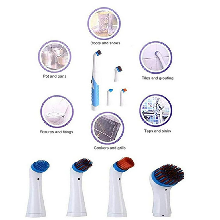 4 in 1 Power Sonic Scrubber Electric Spin Scrubber Cleaning Brush for  Household Toilet Kitchen Bathroom Scrubber Multifunctional Spin Scrubber  360