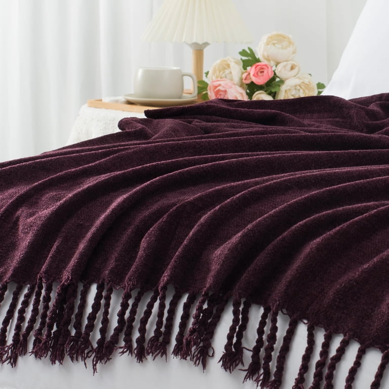 VERAMUSE Chenille Throw Blanket for Couch 60