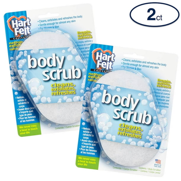 HartFelt Body Scrub Oval Exfoliating Skin Care Sponge Pad, Made in USA