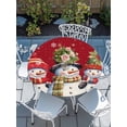 thumbnail image 2 of Round Tablecloth Red Christmas Snowmen Elastic Edge Fitted Winter White Snowflakes Plastic Table Cover,Waterproof Oil Proof for Dinner,Outdoor, Picnic, 55"- 60" DIA Tables, 2 of 8
