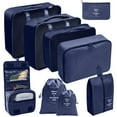 thumbnail image 1 of YOPTOP 9-Piece Set of Large Capacity Travel Pack Cubes  Lightweight Travel Luggage Organizers - Portable Clothes Storage Bags - Easygoing Casual Travel Bags - Made of Polyester,Navy blue 9 pieces, 1 of 7