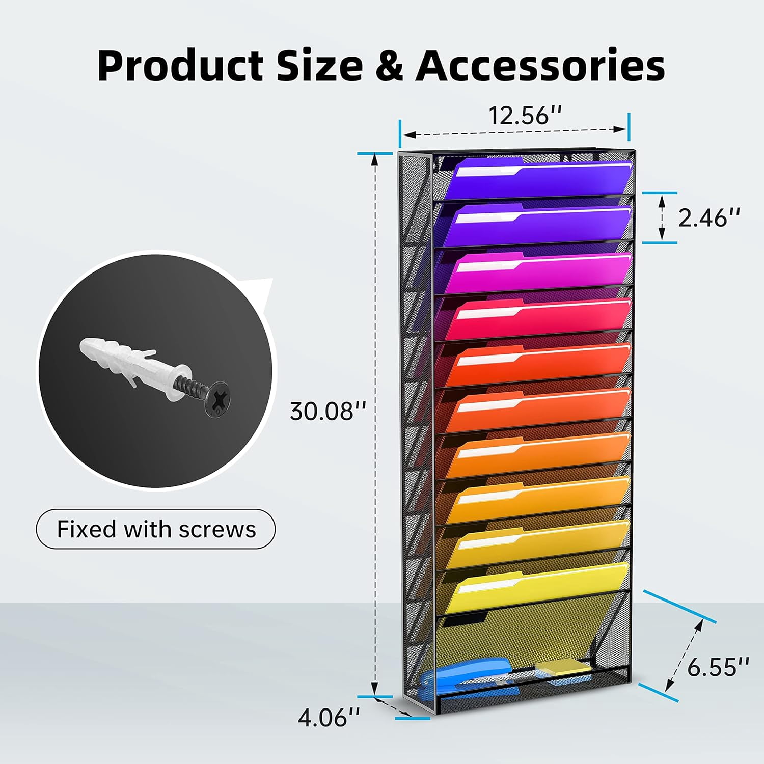 INTIGE Hanging File Organizer Wall File Holder, Wall Organizer for Papers, Folders, Magazines, Office Organization