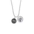 thumbnail image 2 of Delight Jewelry Silvertone Antiqued Round Seal - Faith Silvertone Script Initial Disc - P - Charm Necklace, 20"+3", 2 of 4