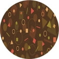 thumbnail image 1 of Ahgly Company Indoor Round Patterned Mahogany Brown Area Rugs, 7' Round, 1 of 6