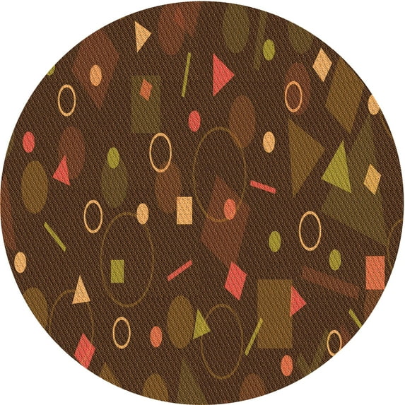 Ahgly Company Indoor Round Patterned Mahogany Brown Area Rugs, 7' Round
