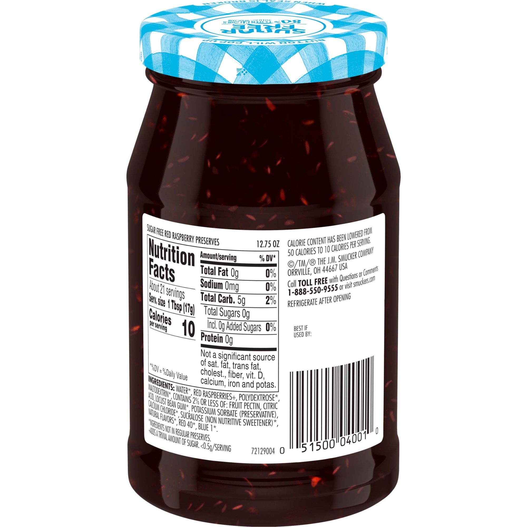 Smucker's Sugar Free Red Raspberry Preserves with Splenda Brand Sweetener, 12.75 Ounces, Pack of 2